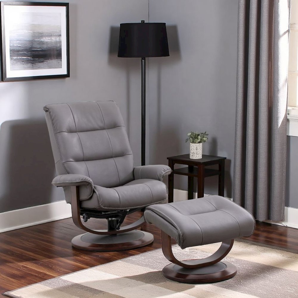 Gray Swivel Recliner Chair With Ottoman, Set of 2-pcs