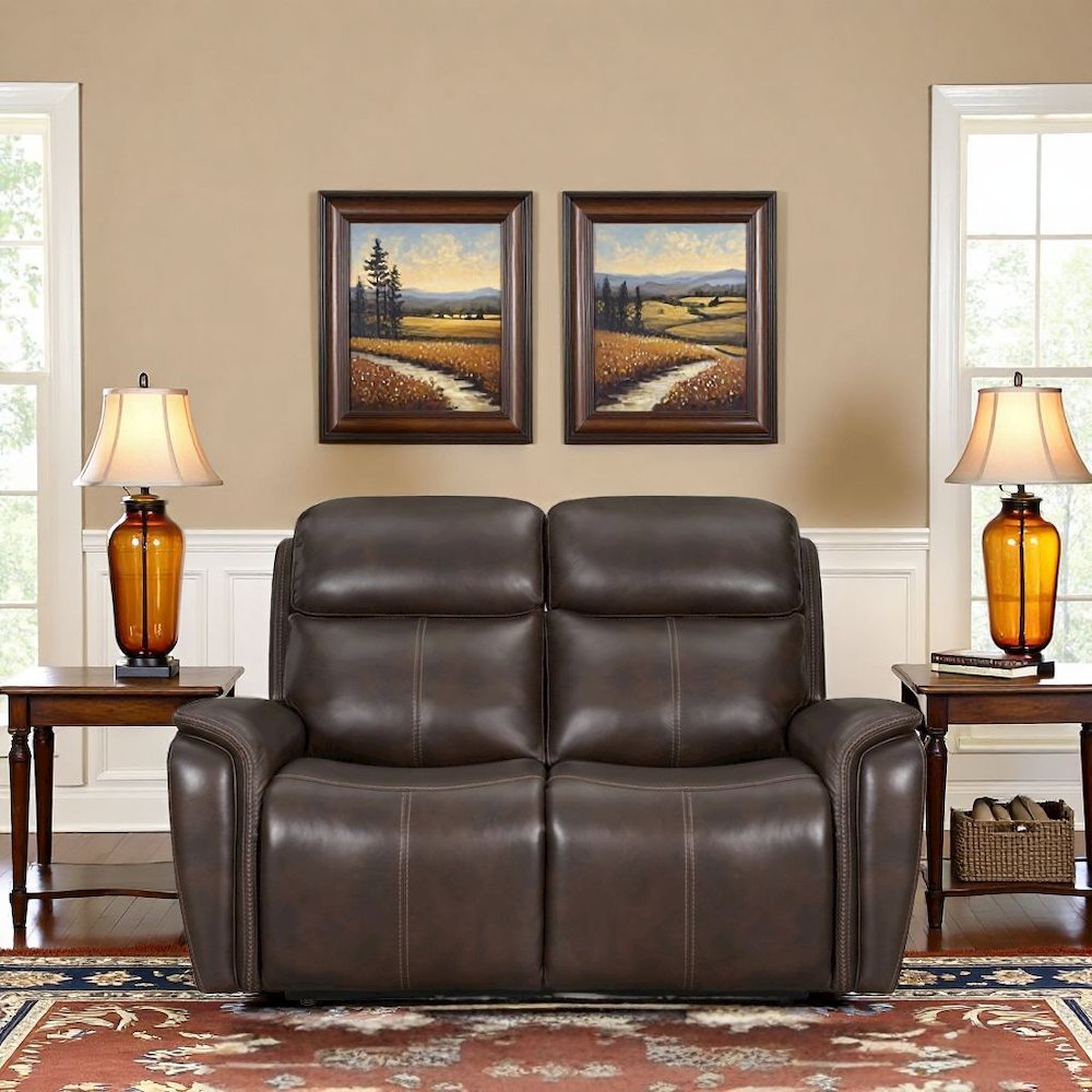 Brown Power Reclining Loveseat Recliner, Theater Seating for Home