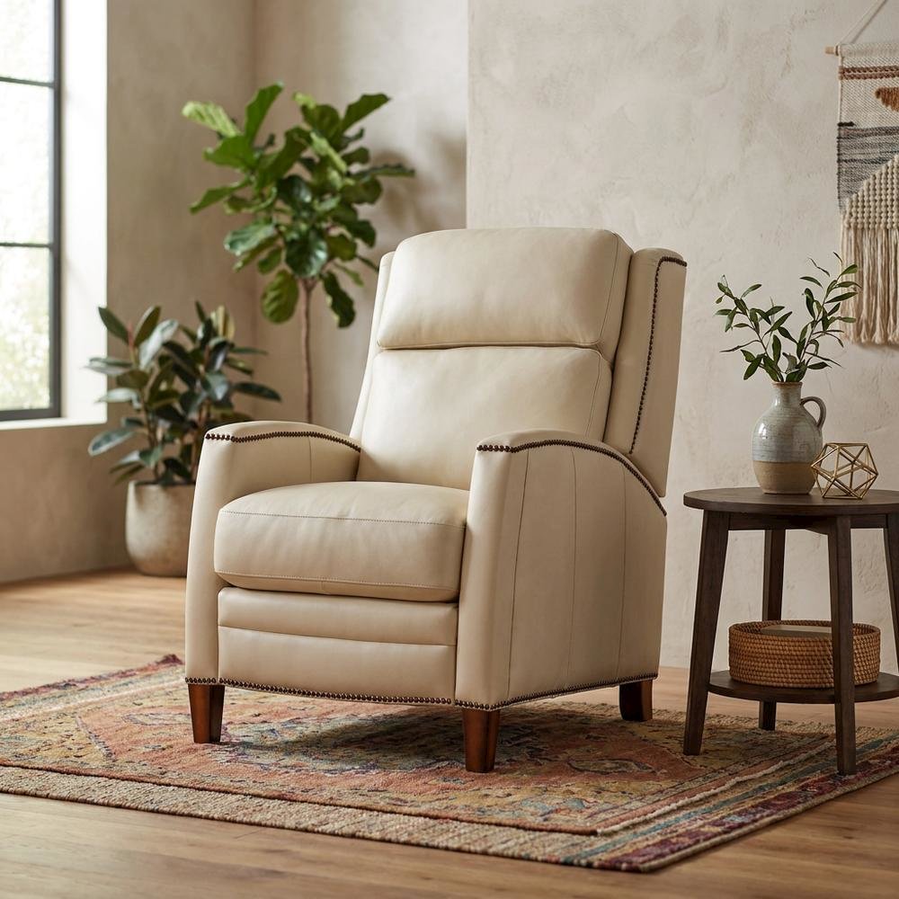 Pearl Glow Brown Manual Pushback Recliner with Comfortable Armrest