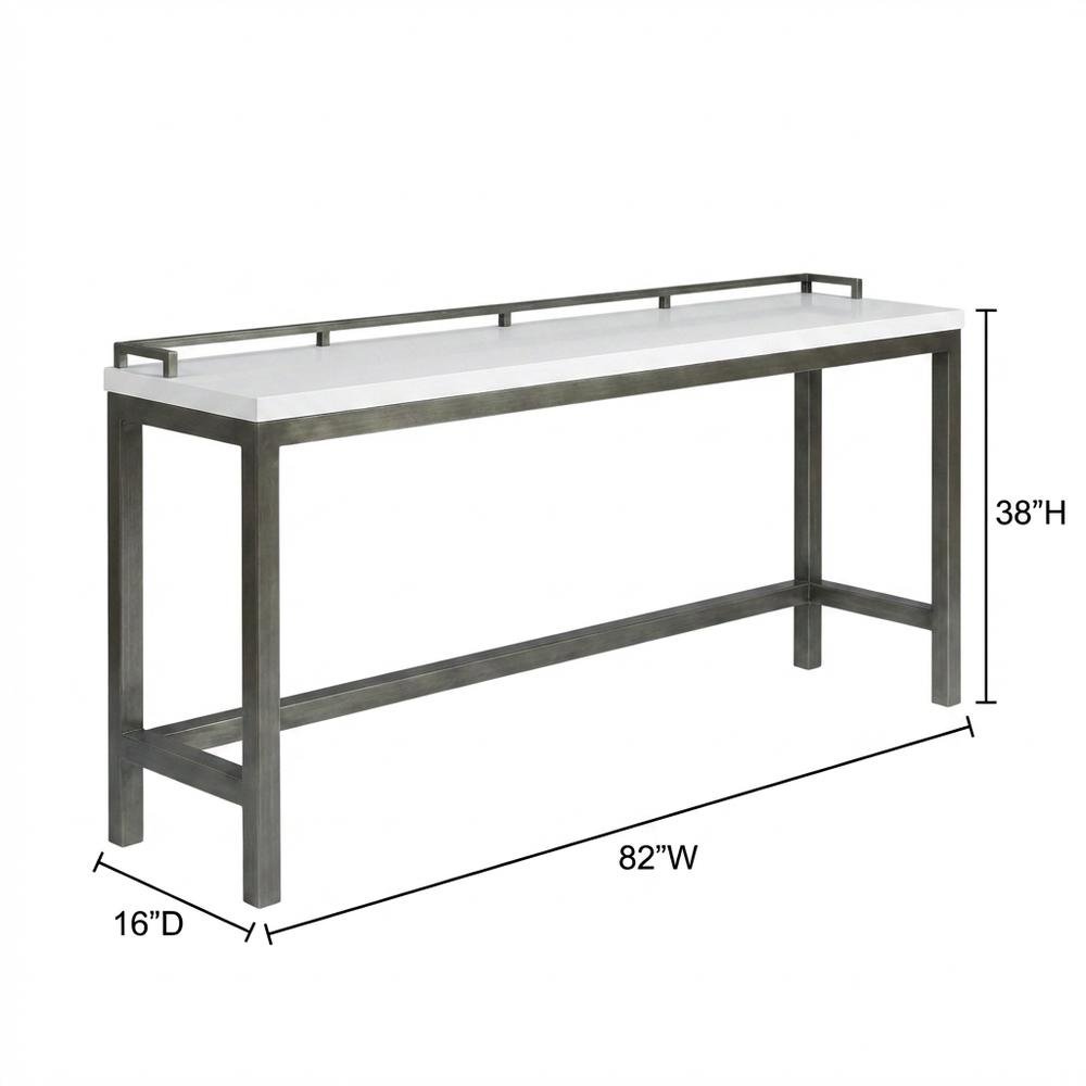 White Console Table with Stools for Bar Seating and Living Room Use