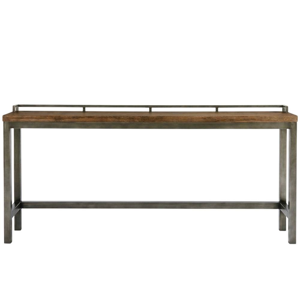 Gray Console Table with 3 Stools and Metal Frame for Living Room Use
