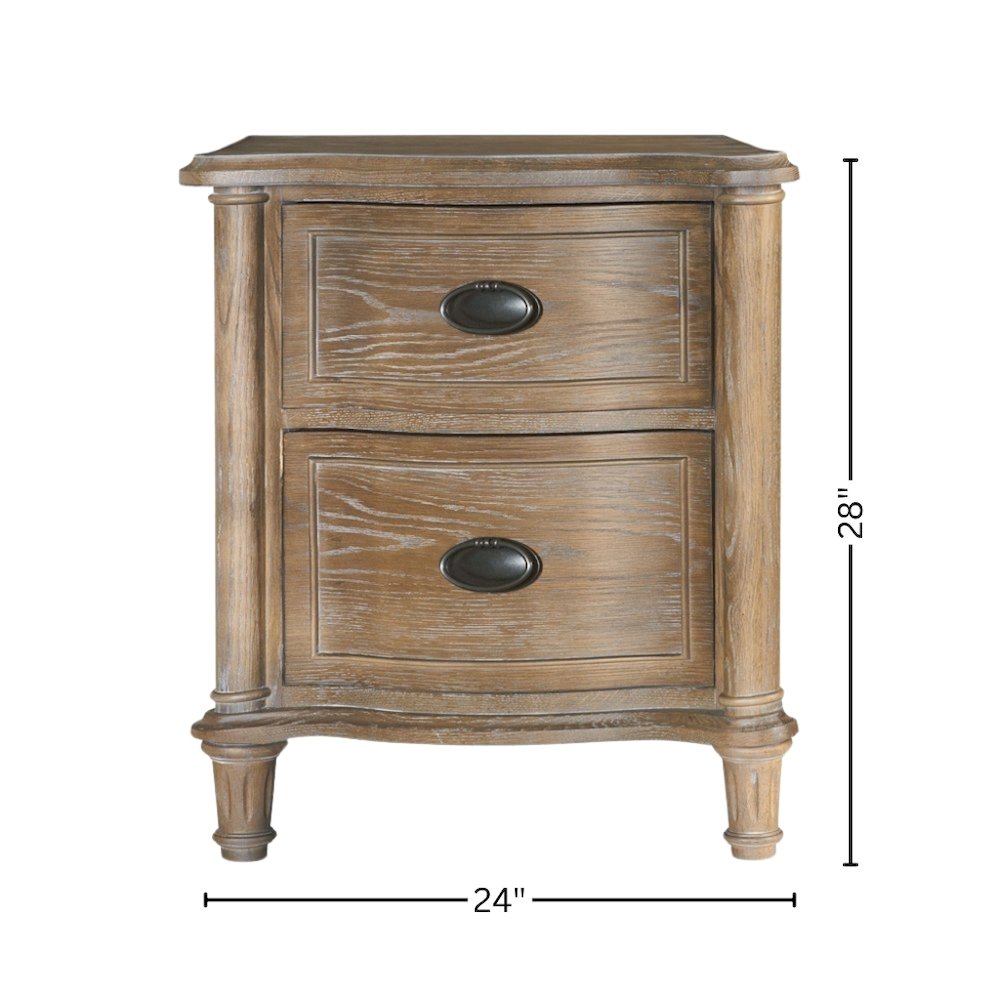 Wood Nightstand – Brown 2-Drawer Bed Side Table for Bedroom Storage