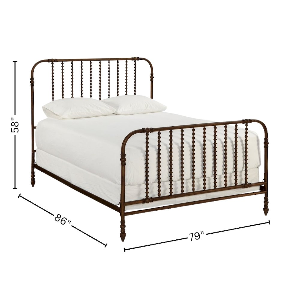 Metal Bed Frame – King Bed Frame in Brown Finish with Slatted Support