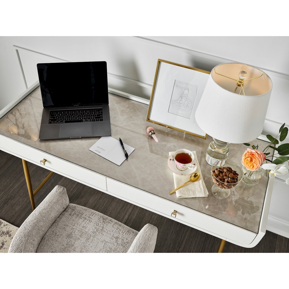 Allure Vanity Desk In White Lacquer Color