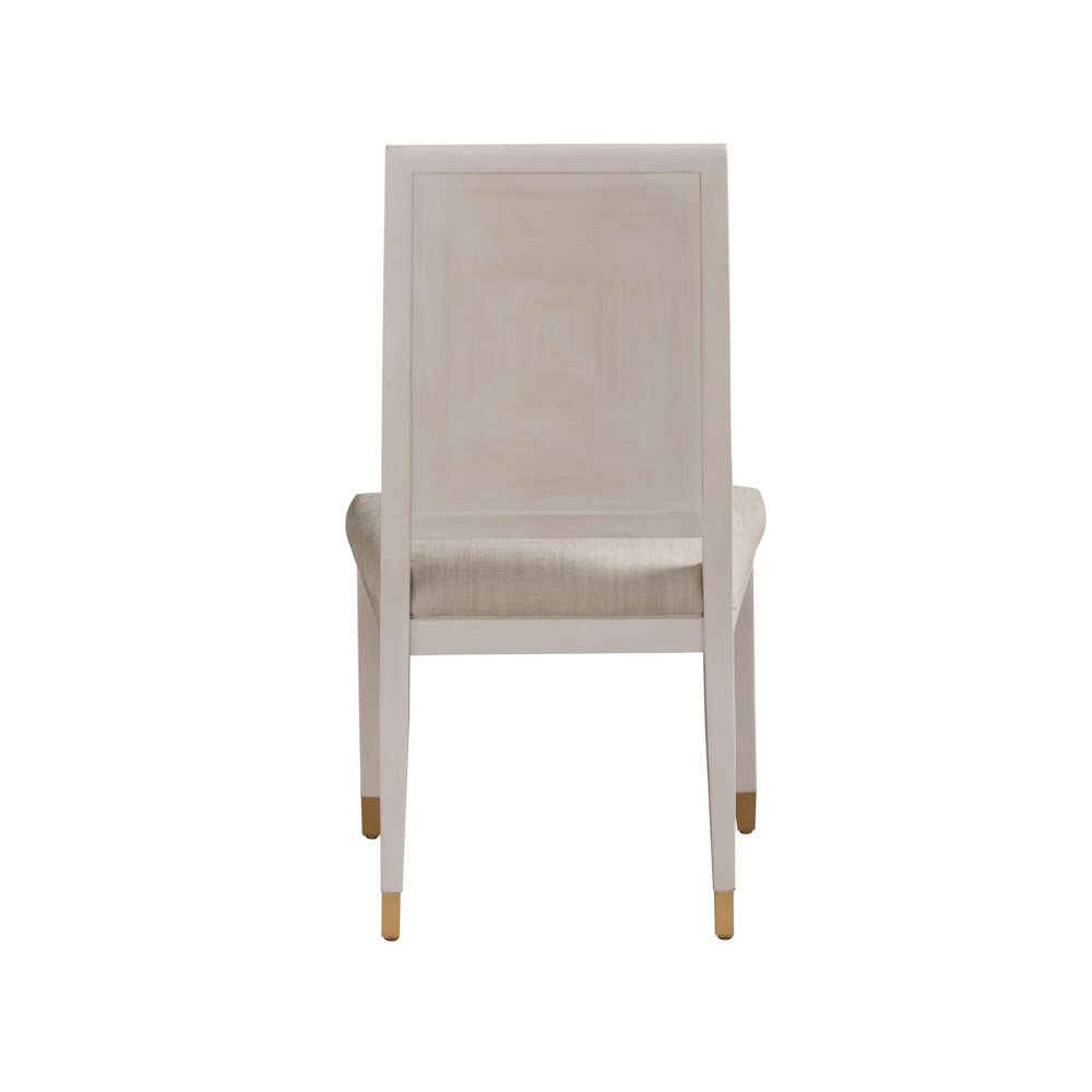 Set of 2 White Upholstered Dining Chairs with Alabaster Wood Frame