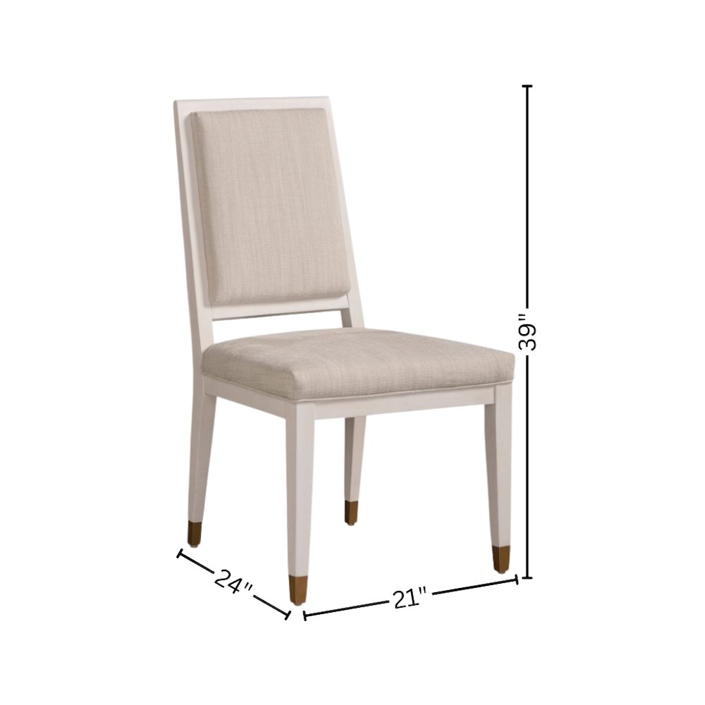 Set of 2 White Upholstered Dining Chairs with Alabaster Wood Frame