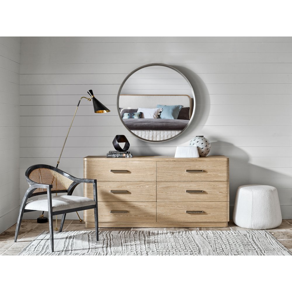 Round Mirror In Brushed Nickel Color