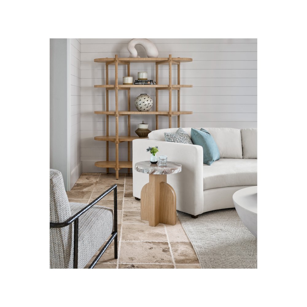Riverine Accent Table In Marble/Tech Oak Color