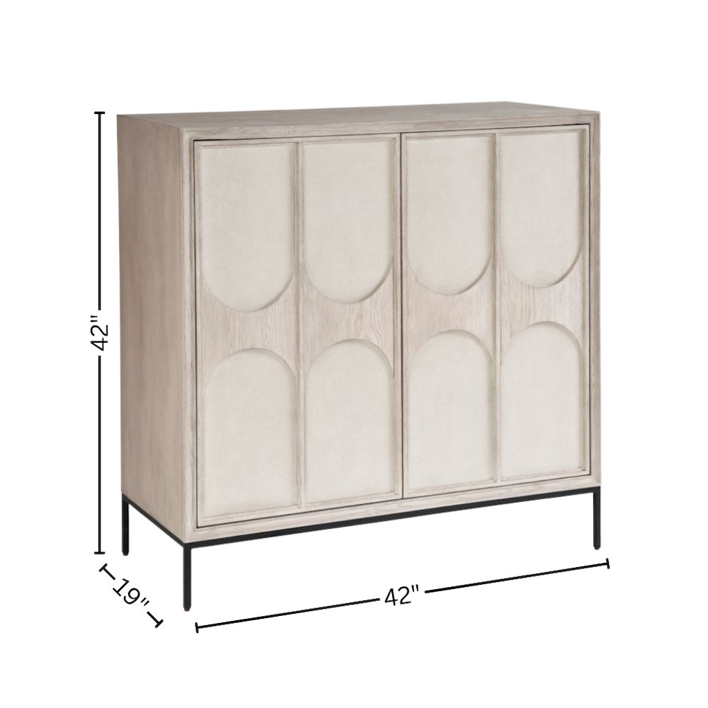 Gray Wood Bar Cabinet with Wine Storage and Pull-Out Work Surface
