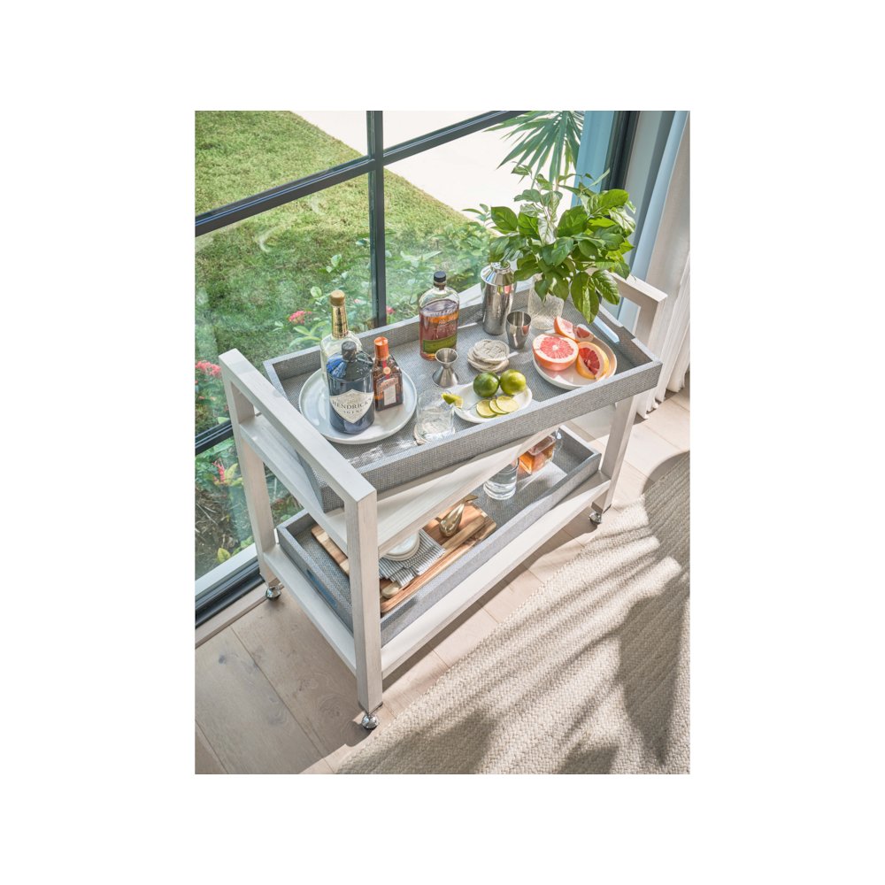 Jupiter Bar Cart In White Sand/Blue Seagrass Color