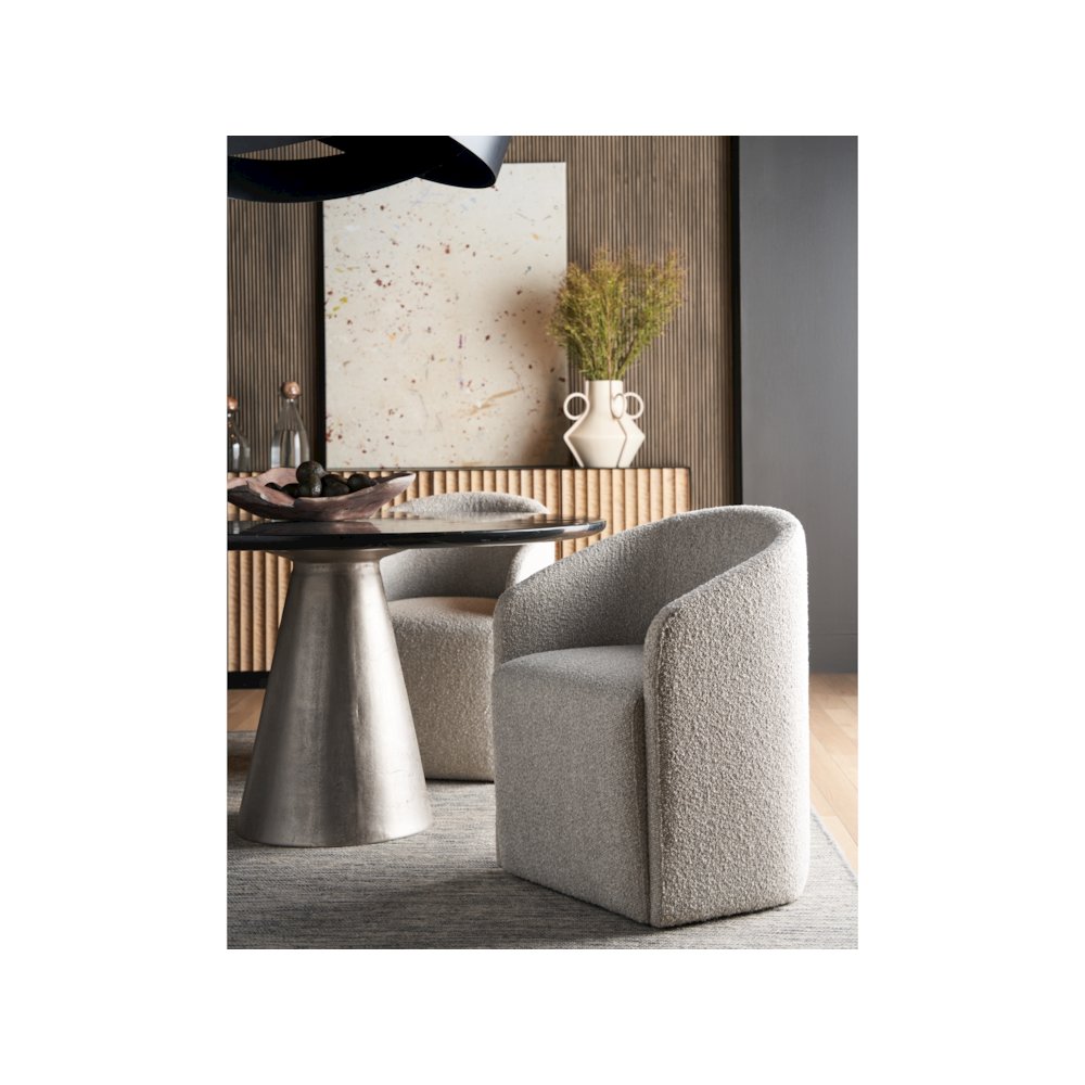 Marlow Dining Chair In Aged Satin Pewter Color