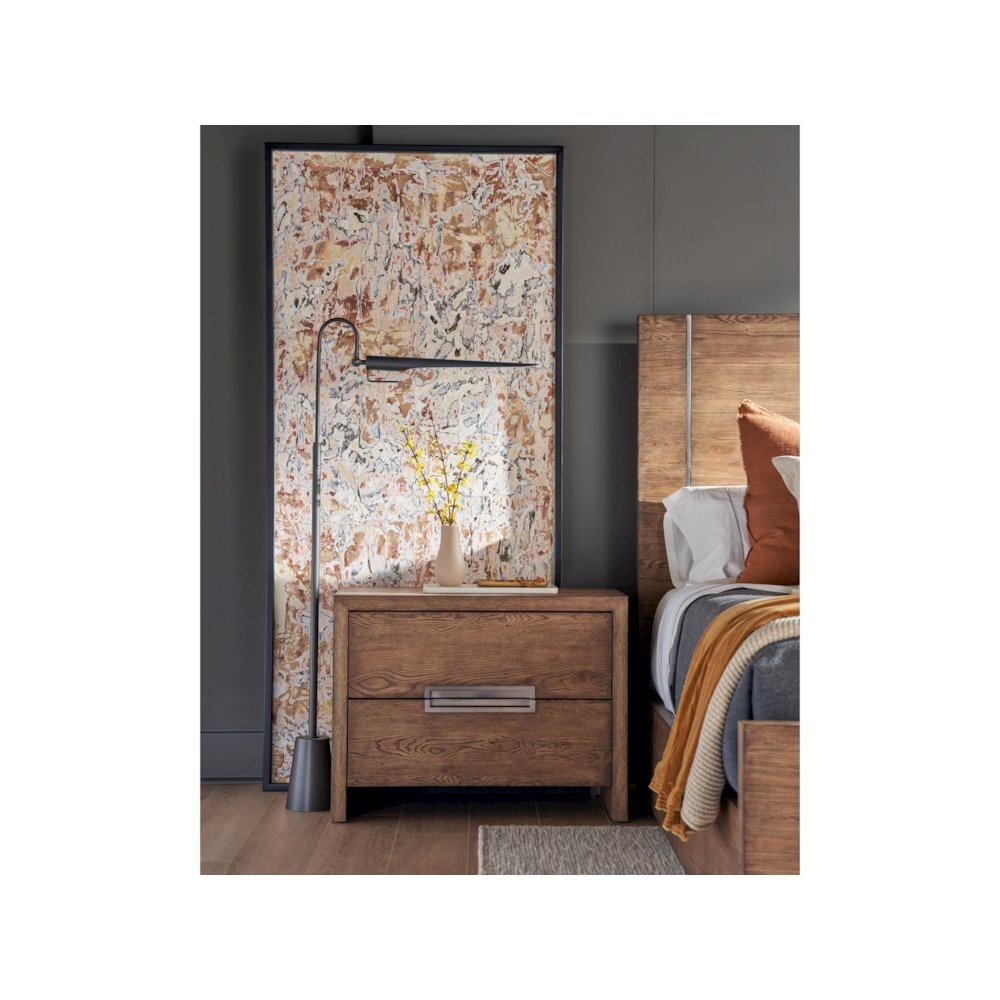 Atlas Drawer Nightstand In Medium Brown Oak Color