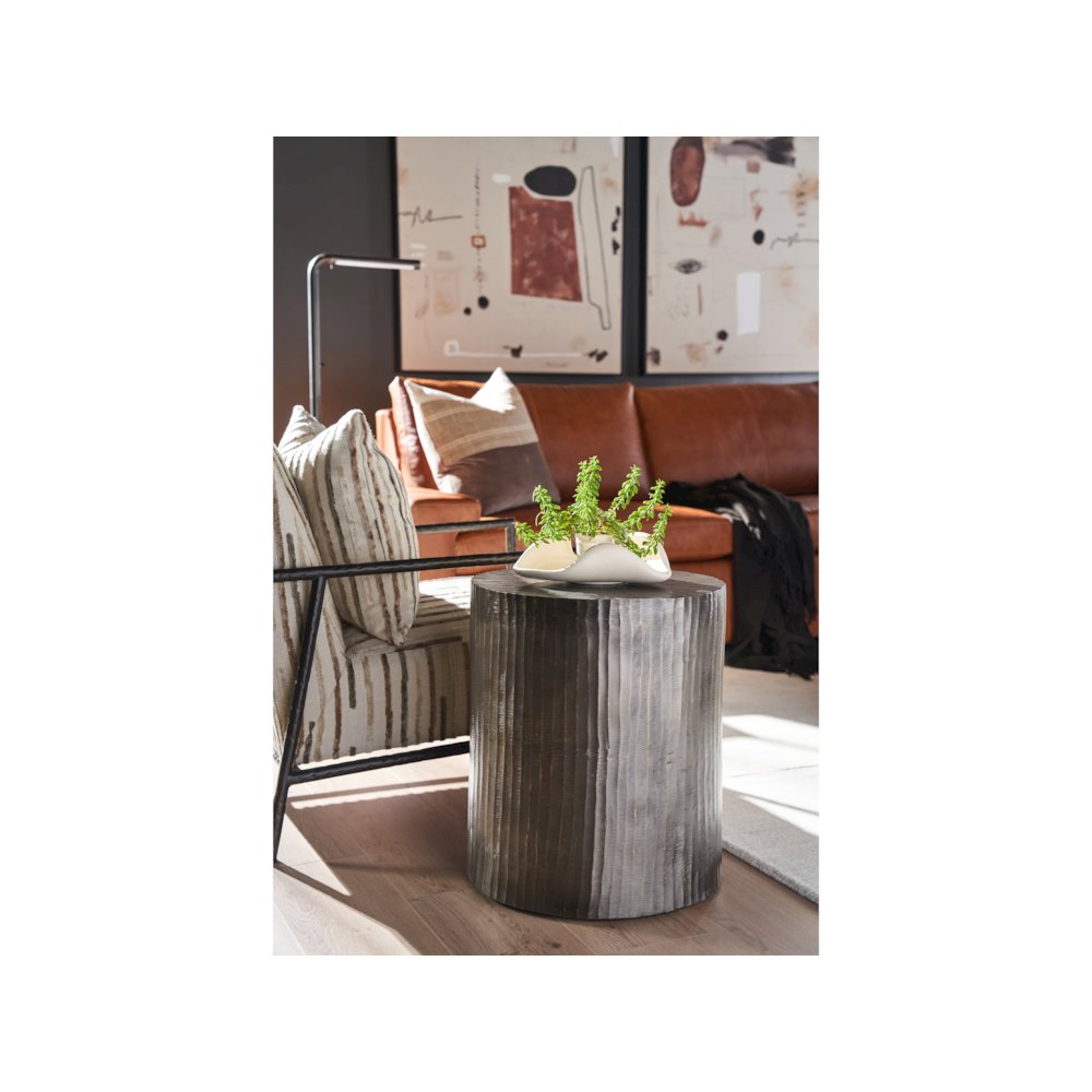 Asher Round End Table In Graphite Color