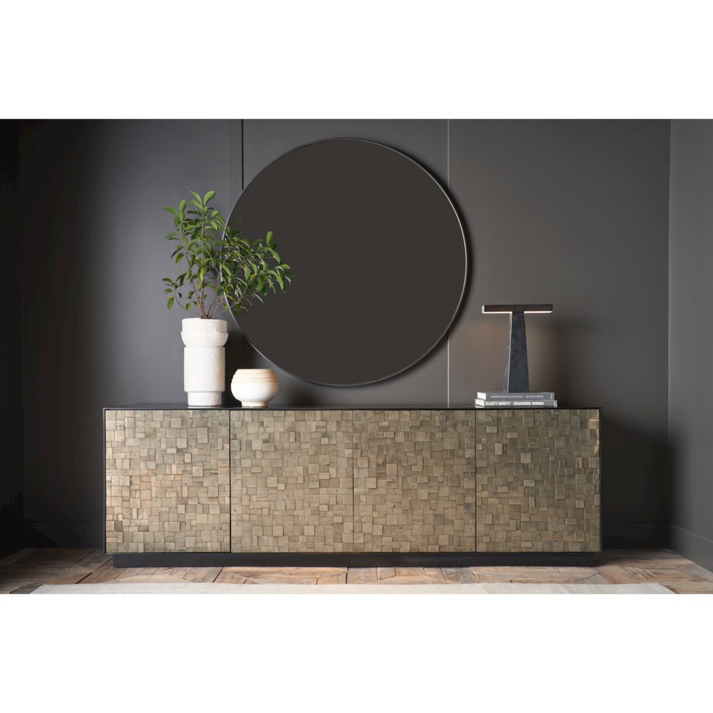 Orion Mirror In White Satin Bronze Color