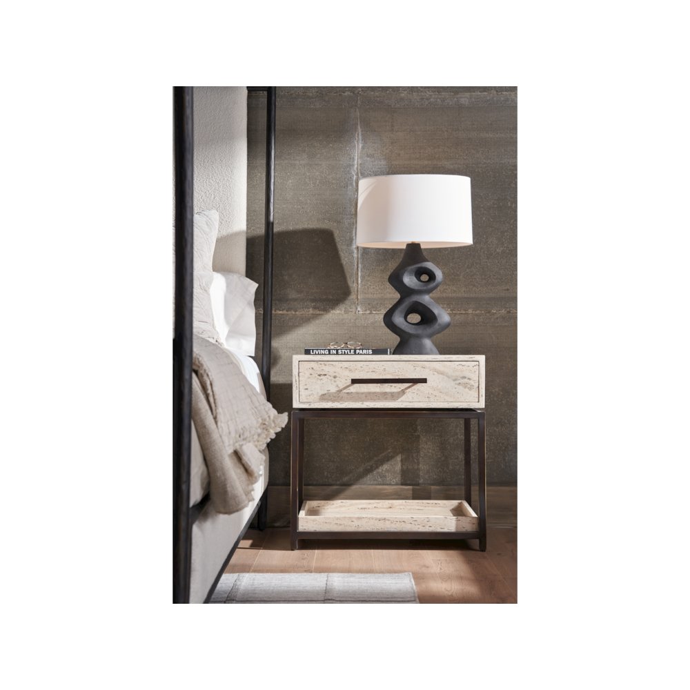 Dove Nightstand In White Travertine Color