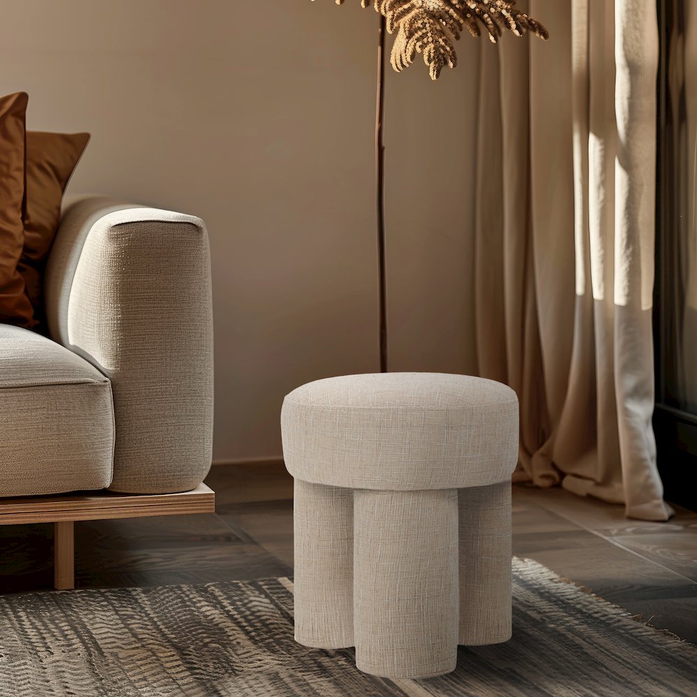 Larson Beige Polyester Fabric Ottoman/Stool