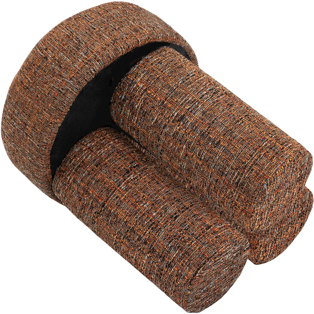 Larson Cognac Polyester Fabric Ottoman/Stool