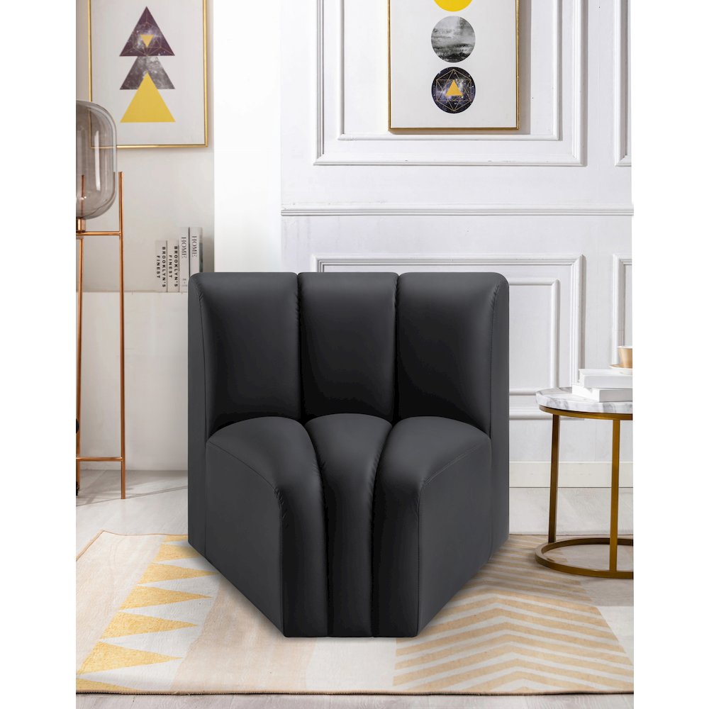 Arc Black Vegan Leather Curved Corner