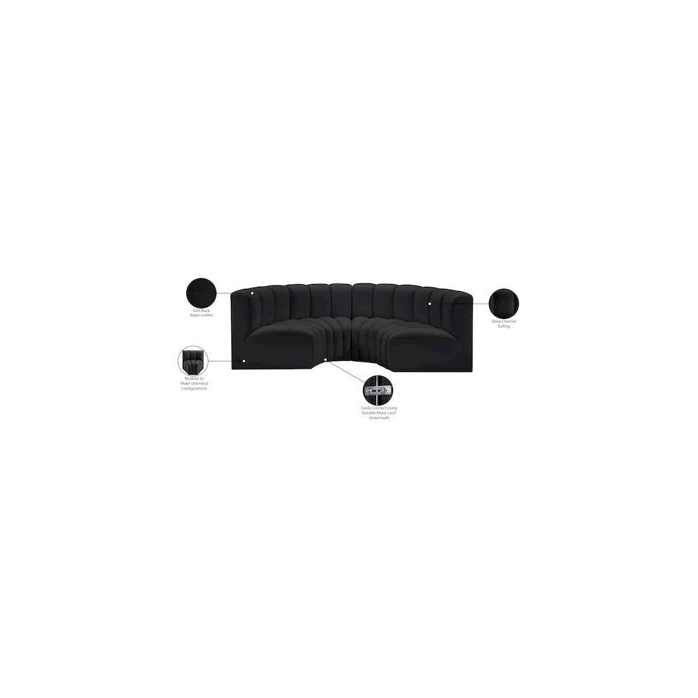 Arc Black Vegan Leather Modular Sofa