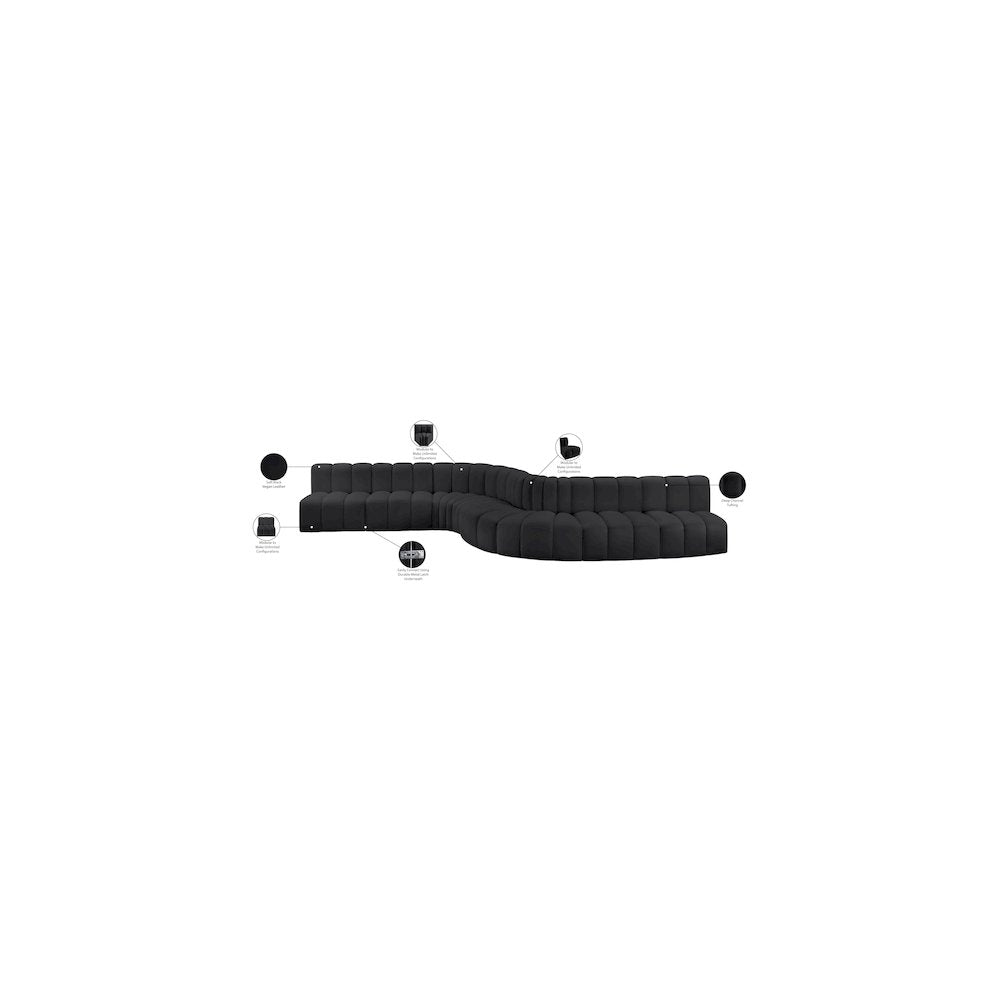 Arc Black Vegan Leather Modular Sofa