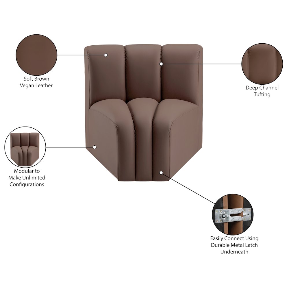 Arc Brown Vegan Leather Curved Corner