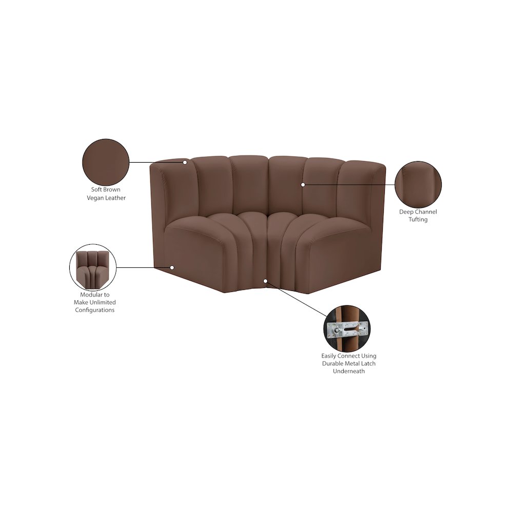 Arc Brown Vegan Leather Modular Sofa