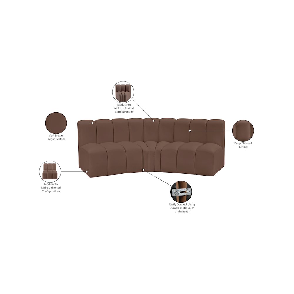 Arc Brown Vegan Leather Modular Sofa