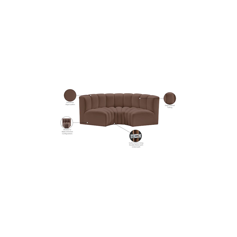 Arc Brown Vegan Leather Modular Sofa