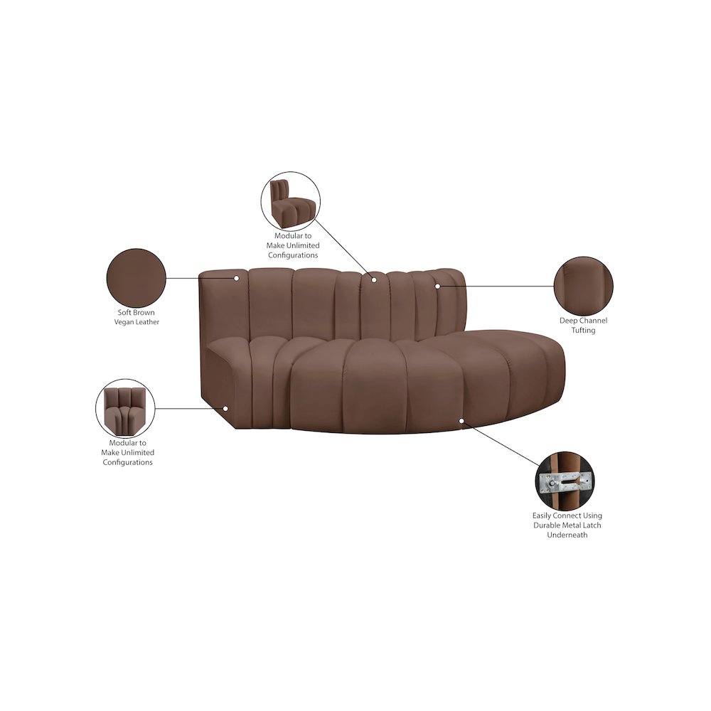 Arc Brown Vegan Leather Modular Sofa