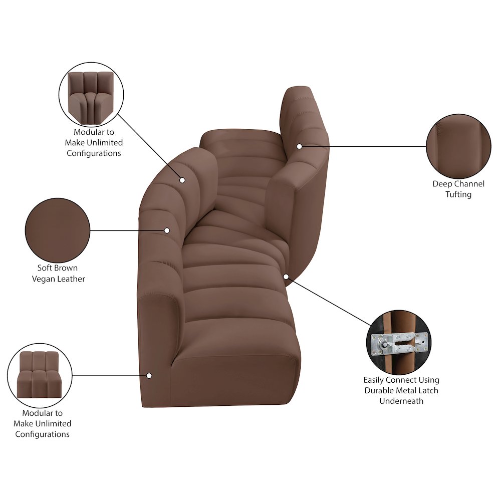 Arc Brown Vegan Leather Modular Sofa
