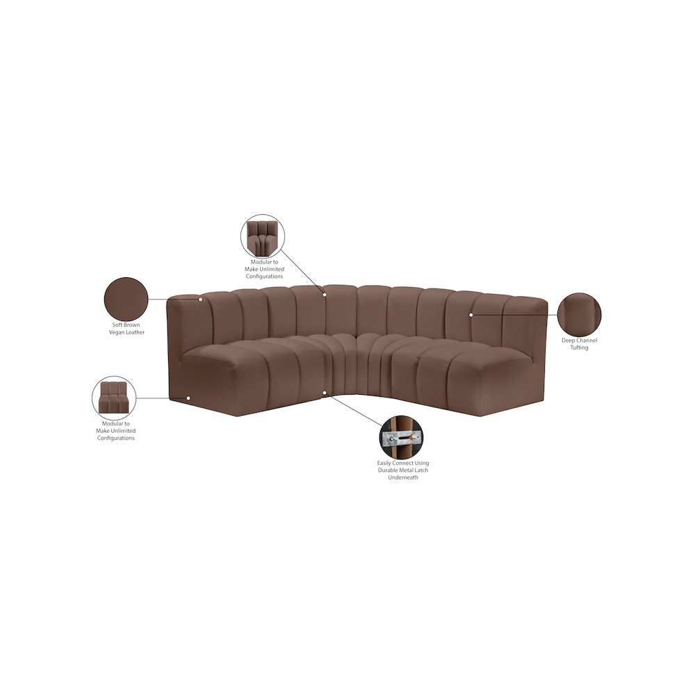 Arc Brown Vegan Leather Modular Sofa