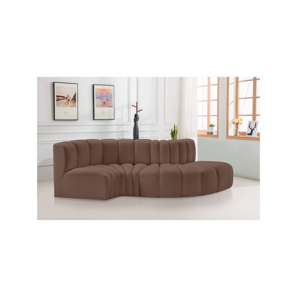 Arc Brown Vegan Leather Modular Sofa