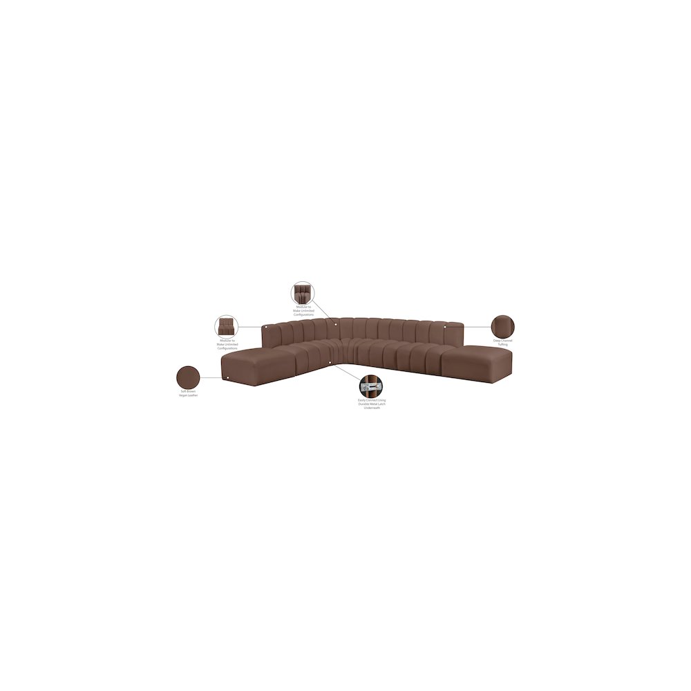 Arc Brown Vegan Leather Modular Sofa