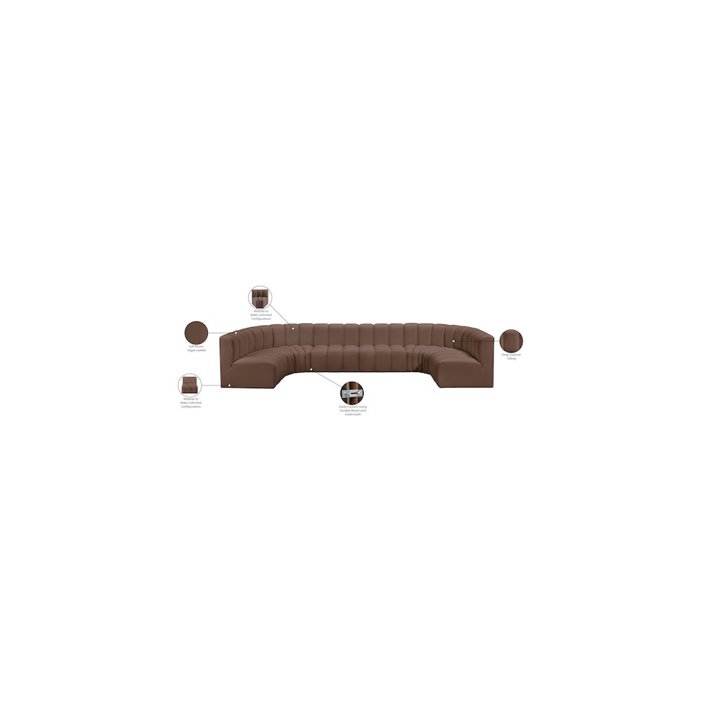 Arc Brown Vegan Leather Modular Sofa