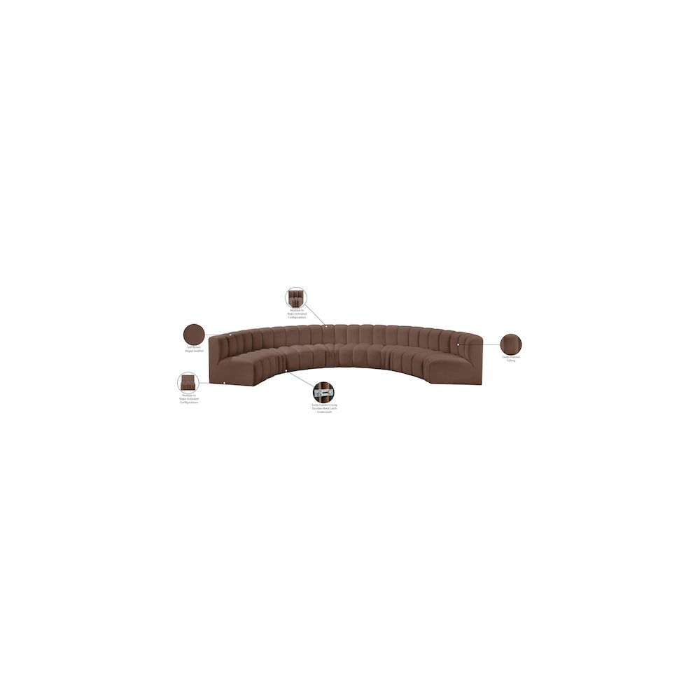 Arc Brown Vegan Leather Modular Sofa