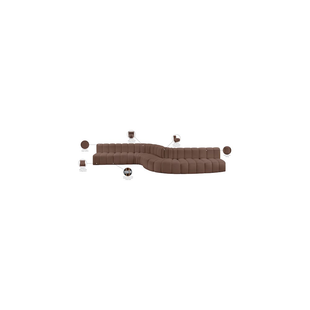 Arc Brown Vegan Leather Modular Sofa