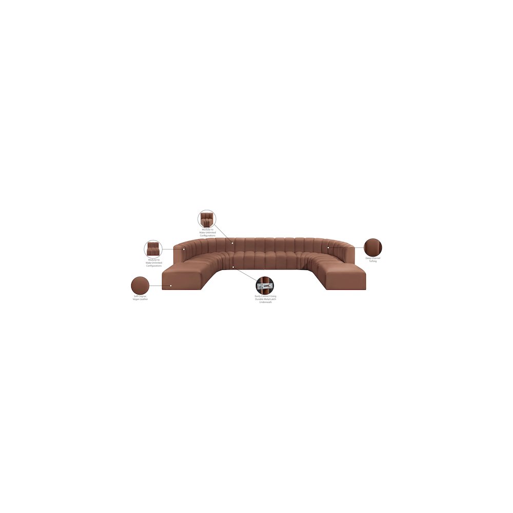 Arc Cognac Vegan Leather Modular Sofa