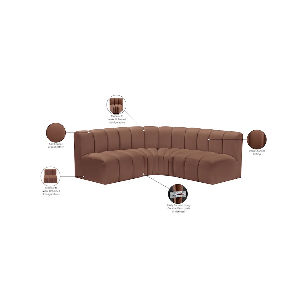 Arc Cognac Vegan Leather Modular Sofa