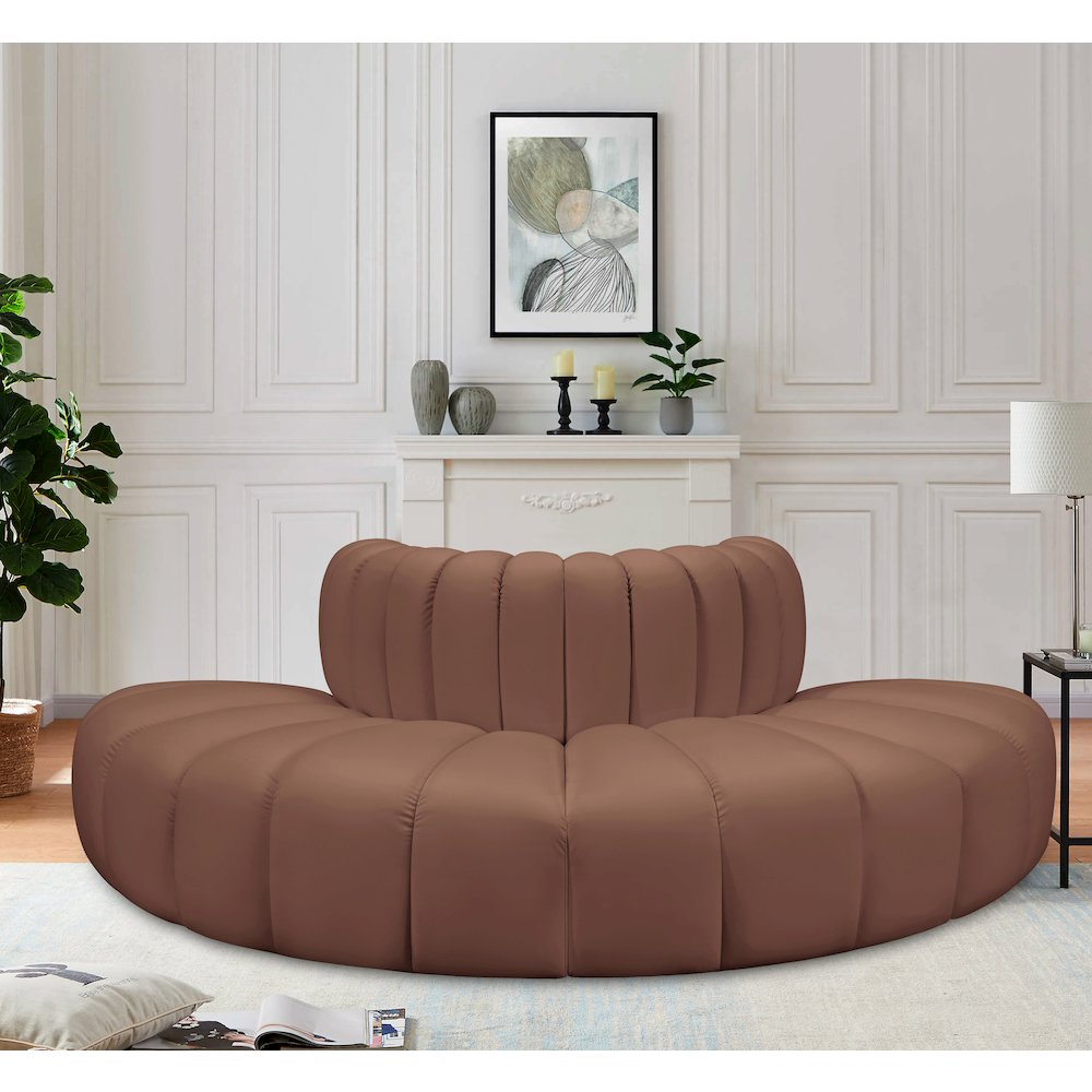 Arc Cognac Vegan Leather Modular Sofa