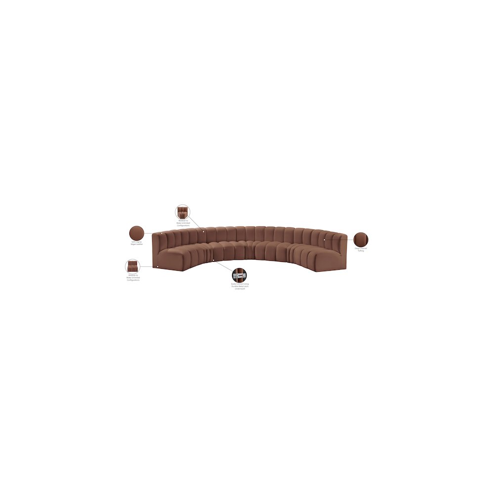 Arc Cognac Vegan Leather Modular Sofa