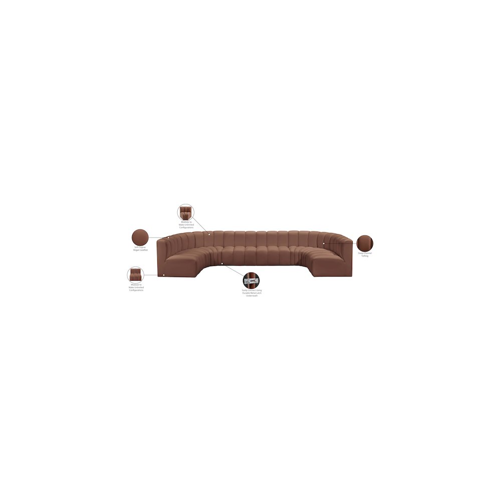 Arc Cognac Vegan Leather Modular Sofa