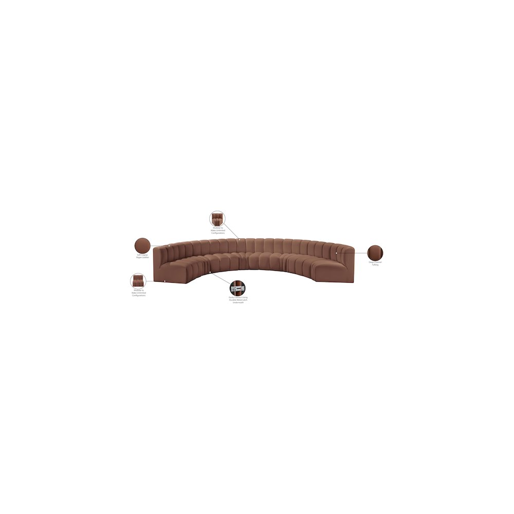 Arc Cognac Vegan Leather Modular Sofa