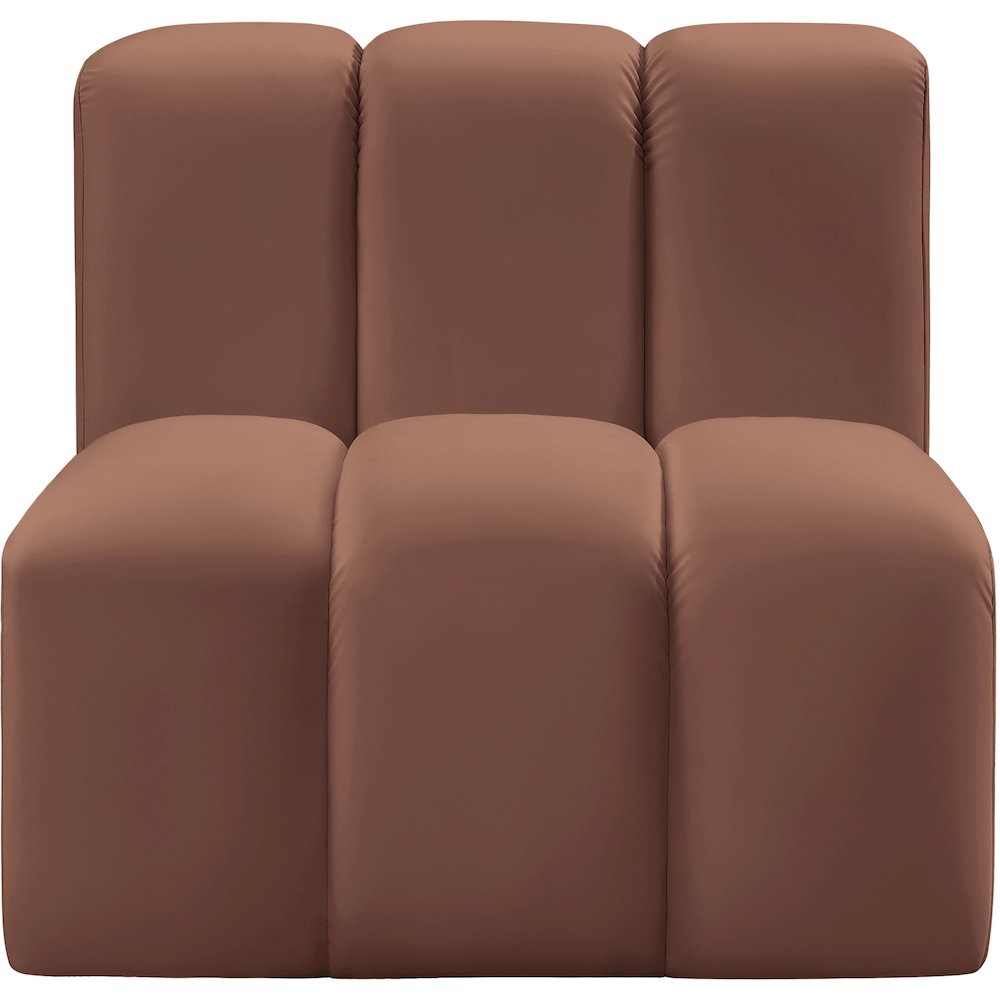 Arc Cognac Vegan Leather Straight Chair