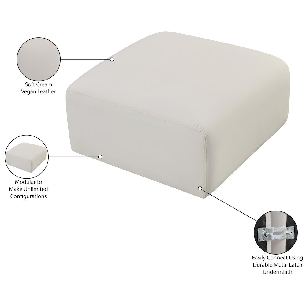 Arc Cream Vegan Leather Ottoman