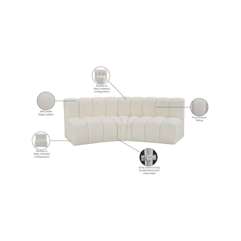 Arc Cream Vegan Leather Modular Sofa