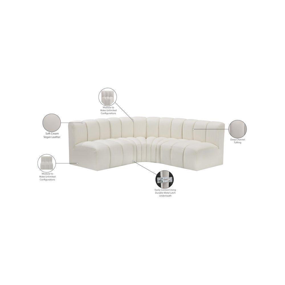 Arc Cream Vegan Leather Modular Sofa