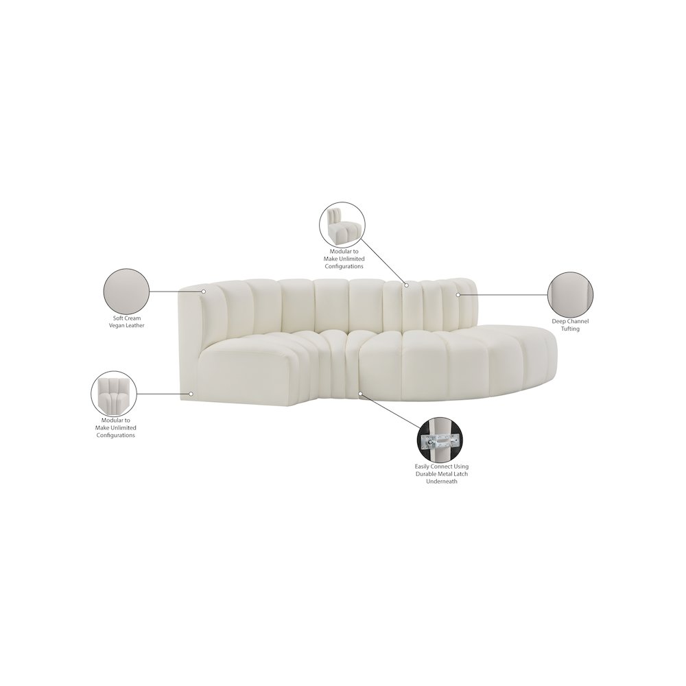 Arc Cream Vegan Leather Modular Sofa