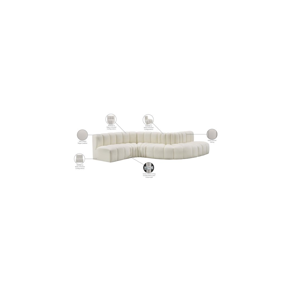 Arc Cream Vegan Leather Modular Sofa