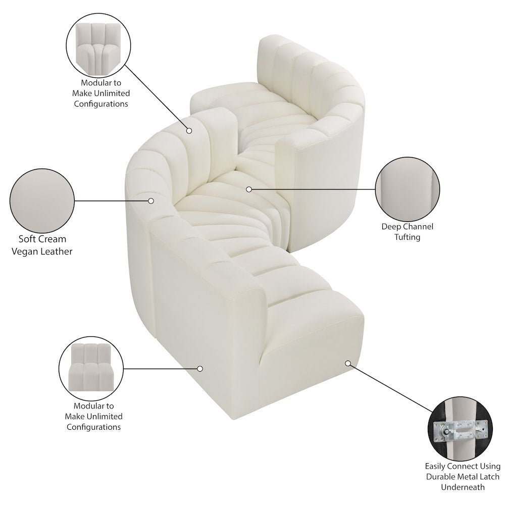Arc Cream Vegan Leather Modular Sofa