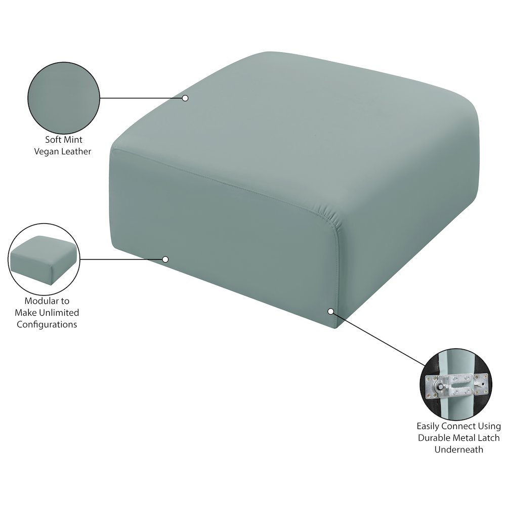 Arc Mint Green Vegan Leather Ottoman